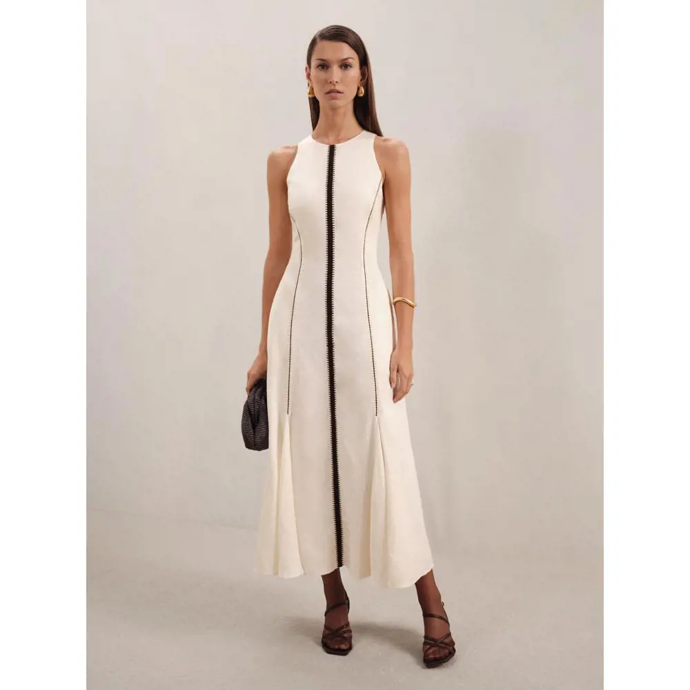 REISS INAYA Craft Stitch Sleeveless Midi Dress